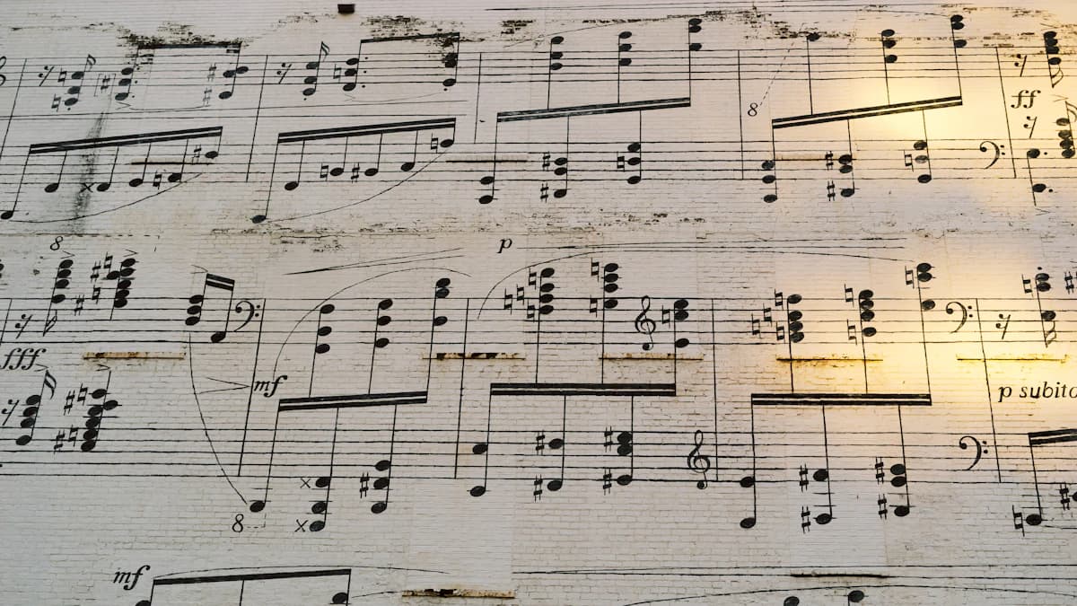 Printed music score close-up