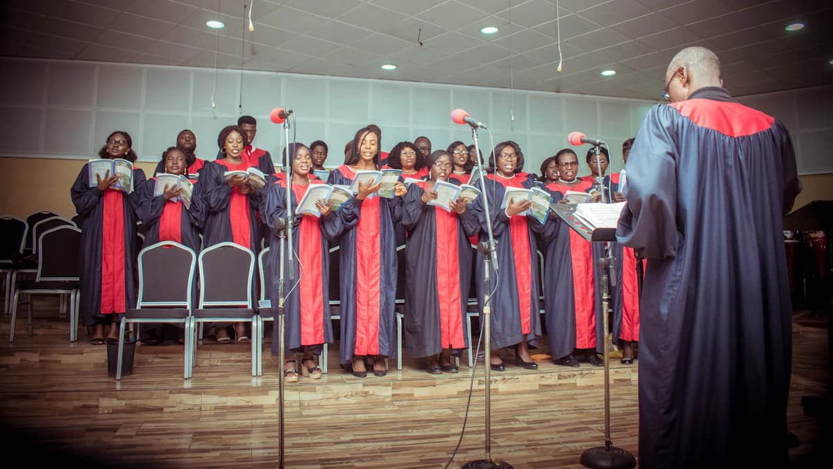Conductor leading a choir