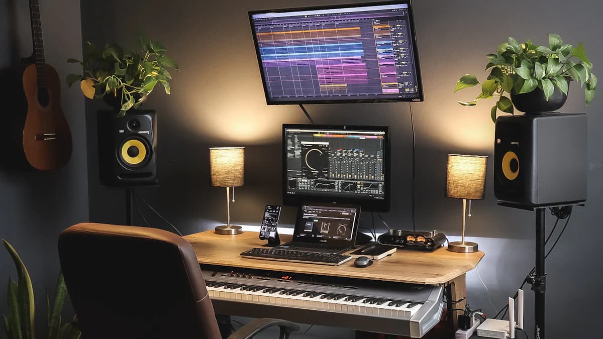 Home studio with monitor speakers